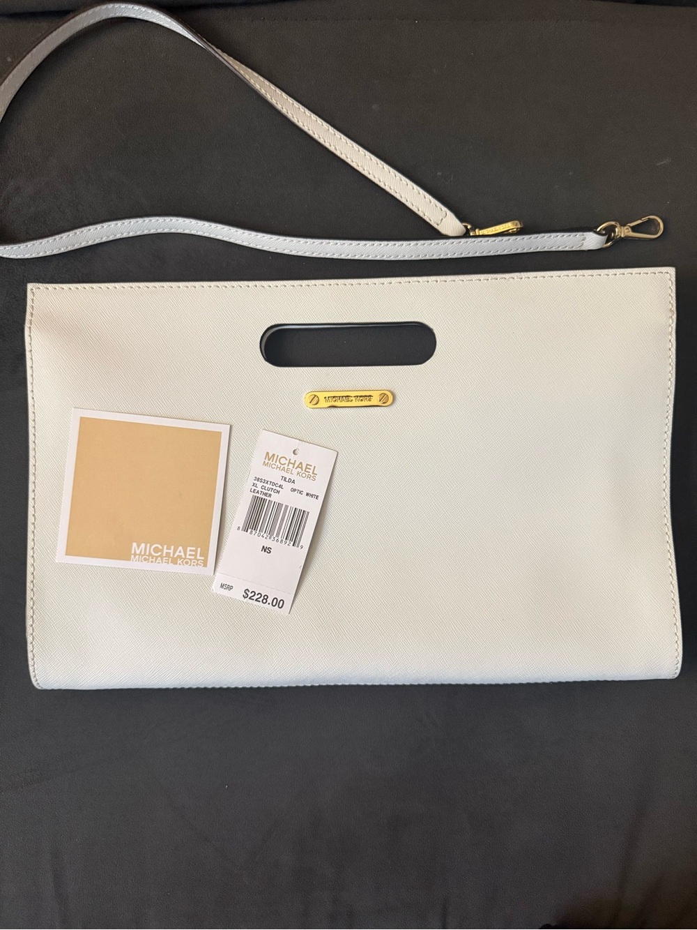 MICHAEL Michael Kors White Leather Convertible Crossbody Clutch